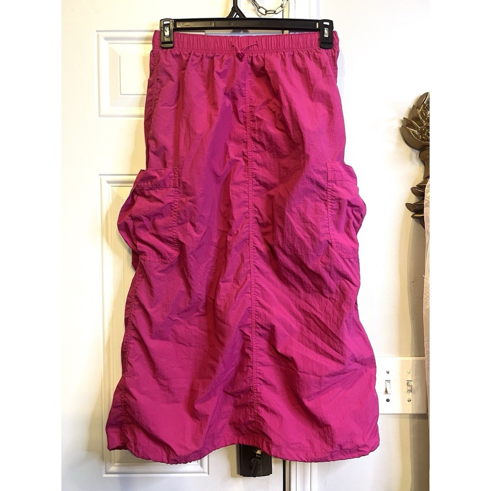 Love Tree Nylon Pink Cargo Utility Parachute Midi Skirt Street  Casual Women's M